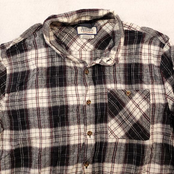 Boston Traders Tartan Flannel Casual Button Up Shirt Mens Size Medium M Black - Picture 1 of 10